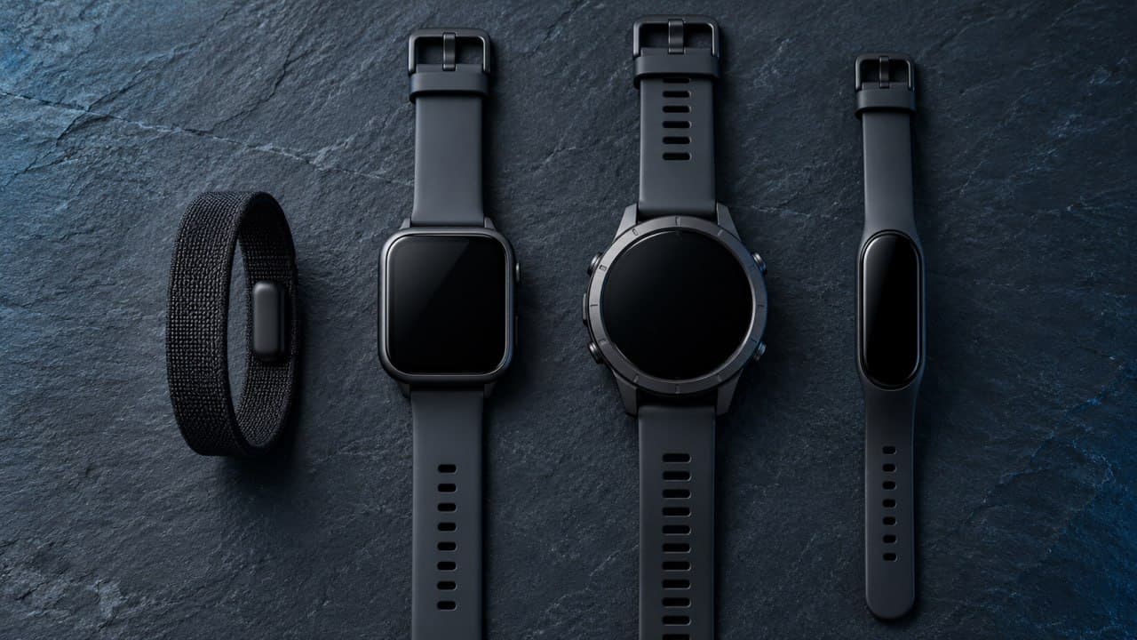 Sportler mit Fitnessband liest Ruhepuls, HRV und weitere Werte auf dem Smartphone
