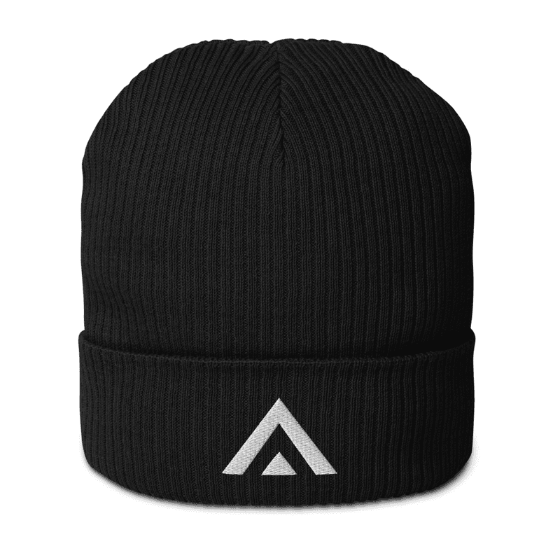 Organic ribbed beanie (Embroidered logo) – Black
