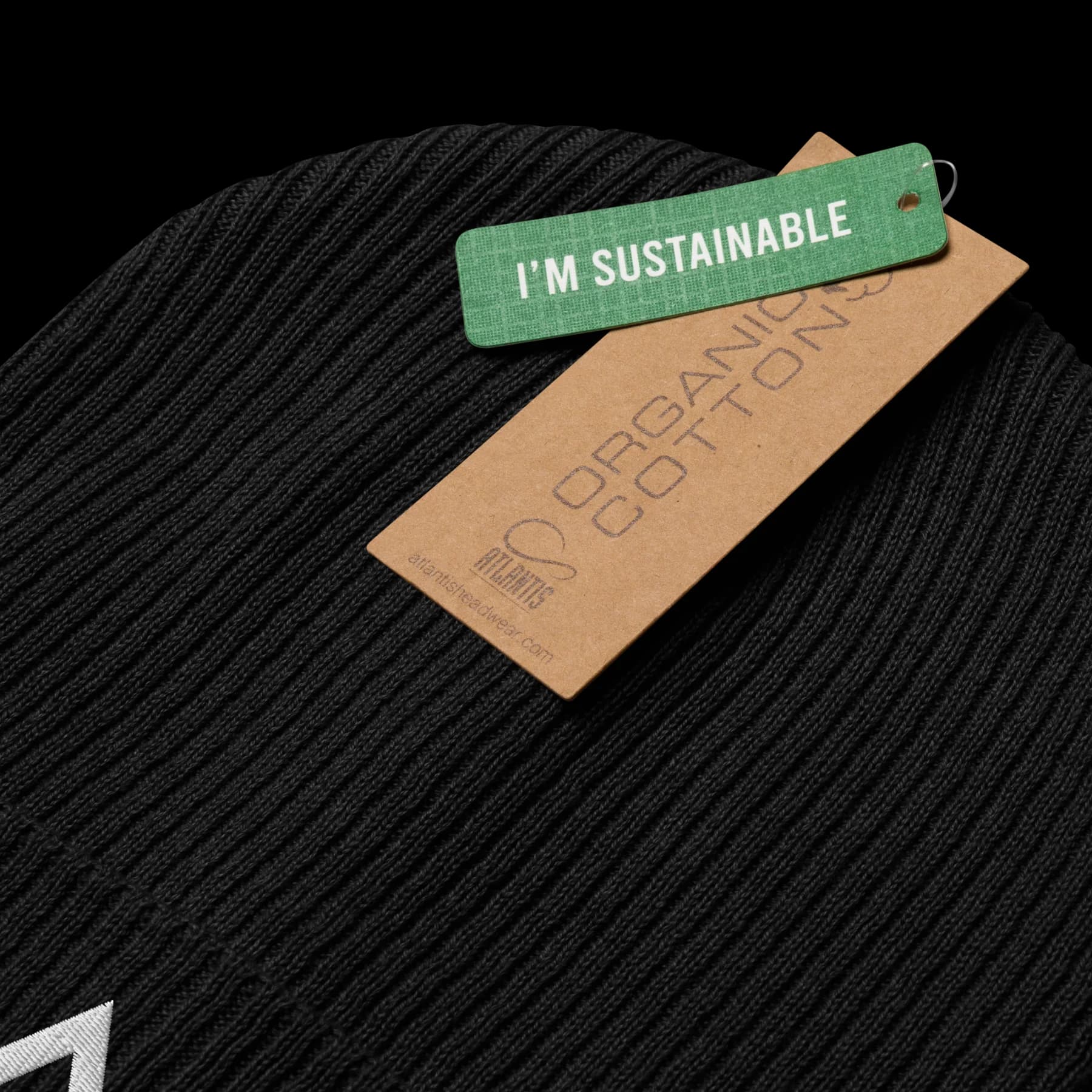 Organic ribbed beanie (Embroidered logo) – 이미지 3 / 3