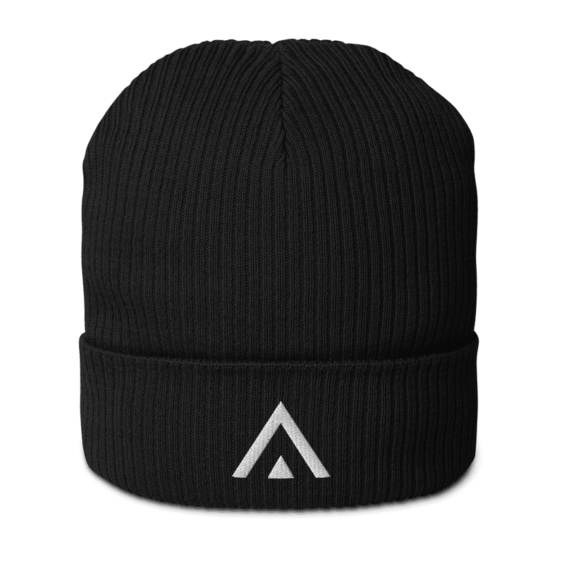 Organic ribbed beanie (Embroidered logo) – Black